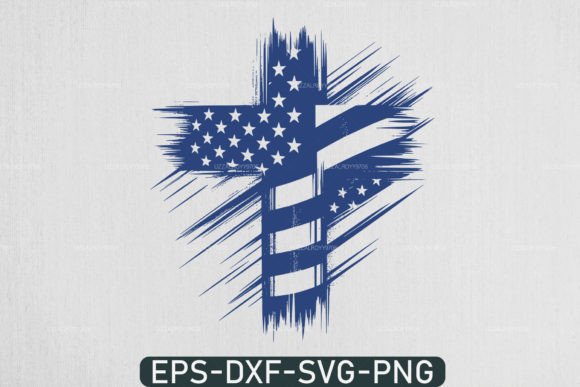 American Flag with Jesus Cross Svg Graphics Crafts