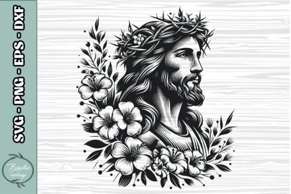 Floral Jesus SVG Clipart 18: Graphics for Crafts
