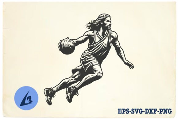Funny Jesus Basketball SVG Clipart 03