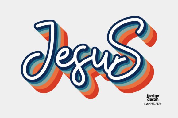 Jesus Christian Word Retro SVG PNG for Crafts & Graphics
