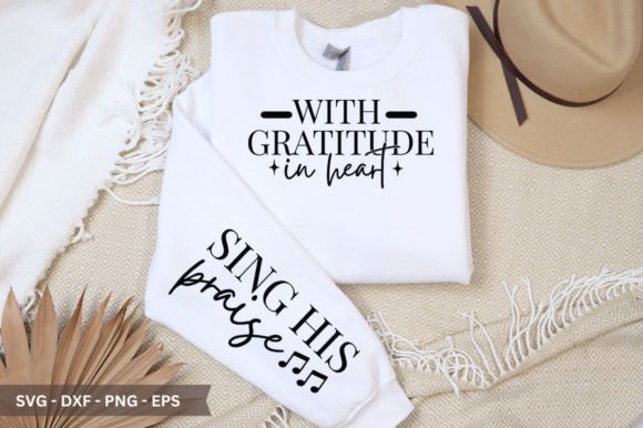 With Gratitude in Heart Sleeve SVG Graphics & Crafts